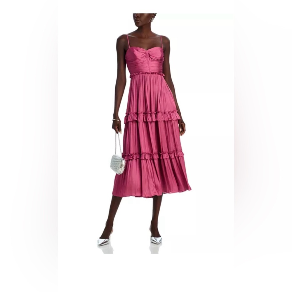 Aqua Women’s Ruched Ruffle Midi Dress